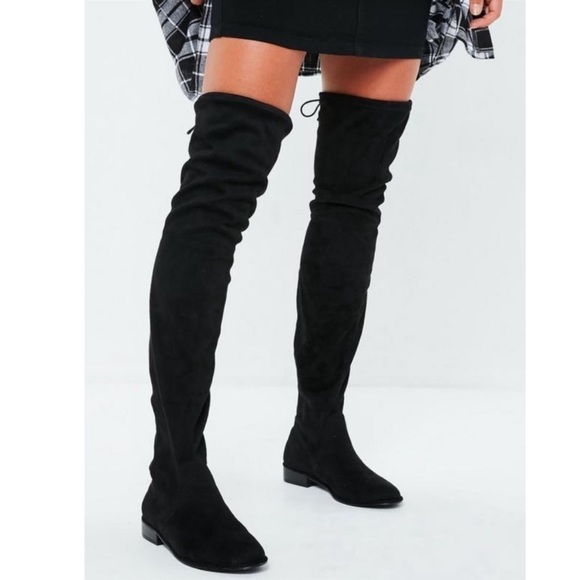 ANA sz 7 Pixie black vegan micro suede OTK boots - Picture 3 of 16